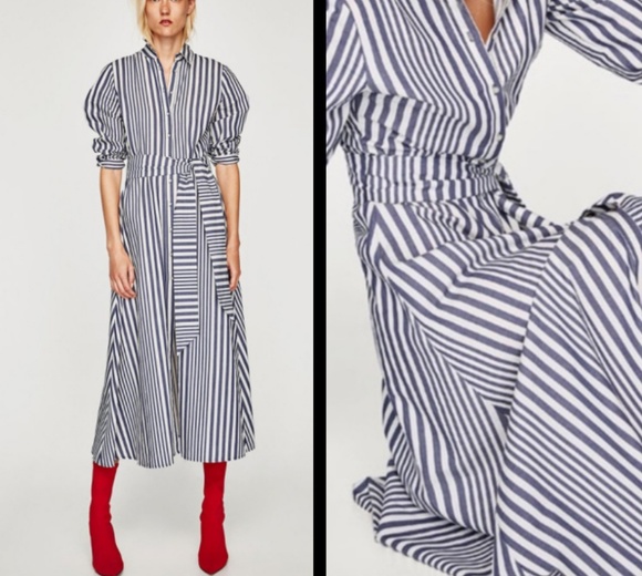 Zara Dresses & Skirts - NWT Zara 3/4 sleeve blue stripe dress